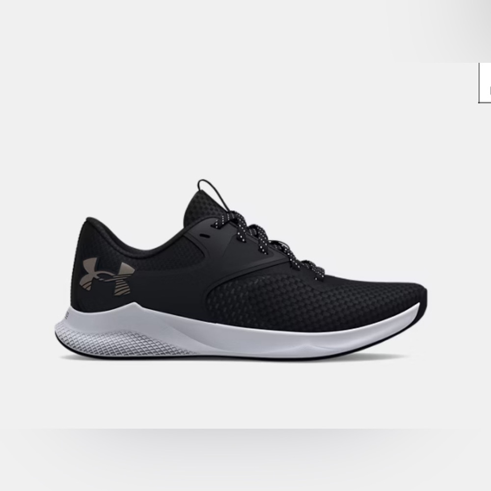Size 10.5 Under Armour Charged Aurora 2 Black Metallic Warm Silver W MSRP $70